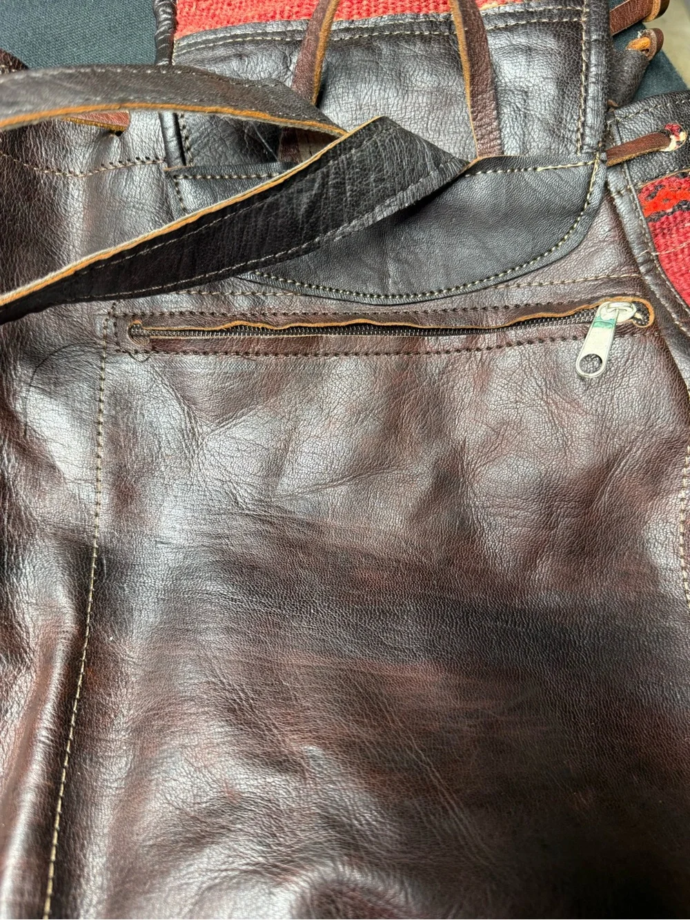 Bohemian Vintage, Leather and Embroidery, Backpack